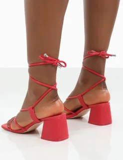 Public Desire Aloha Lace Up Block Mid Heeled Sandals | Women Mid Heels