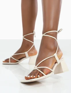 Public Desire Aloha Lace Up Block Mid Heeled Sandals | Women Mid Heels