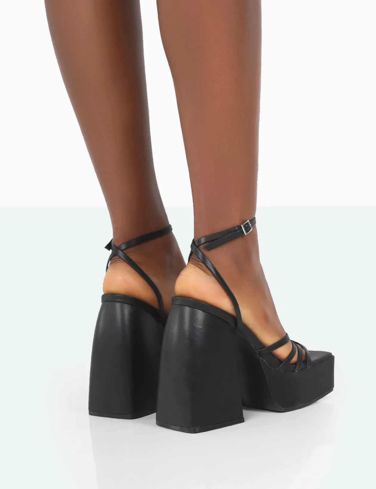 Public Desire Amerie Pu Chunky Square Toe Platform Block Heels | Women Square Toe Heels