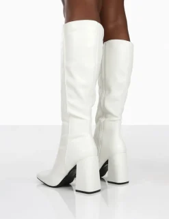 Public Desire Apology Pu Knee High Block Heel Boots | Women Knee High Boots