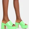 Public Desire Ariel Patent Mule Chunky Mid Platform Heels | Women Platform Heels