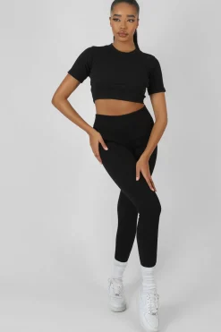 Public Desire Athleisure Underbust Ribbed Fitted Cropped T-Shirt | Women Tops
