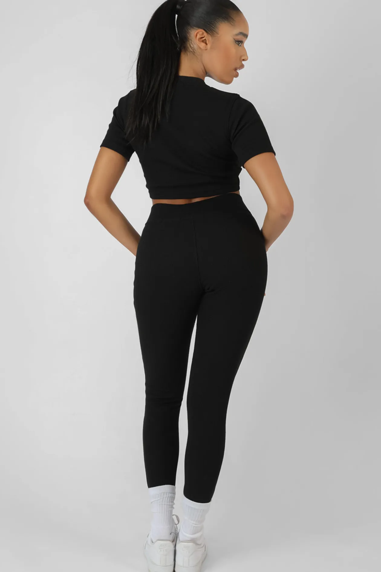 Public Desire Athleisure Underbust Ribbed Fitted Cropped T-Shirt | Women Tops