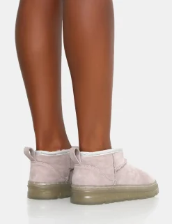 Public Desire Bambi Light Faux Suede Ultra Mini Ankle Boots | Women Ultra Mini Boots