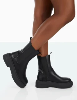 Public Desire Barbie Pu Platform Chunky Sole Chelsea Boots | Women Chunky Boots