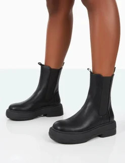 Public Desire Barbie Pu Platform Chunky Sole Chelsea Boots | Women Chunky Boots