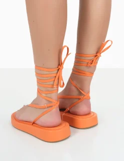 Public Desire Beach Babe Lace Up Toe Thong Flatform Sandals | Women Strappy Sandals