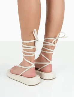 Public Desire Beach Babe Lace Up Toe Thong Flatform Sandals | Women Strappy Sandals