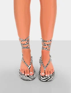 Public Desire Beach Babe Lace Up Toe Thong Flatform Sandals | Women Strappy Sandals