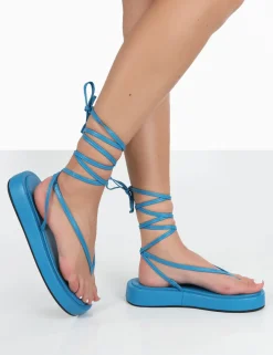 Public Desire Beach Babe Lace Up Toe Thong Flatform Sandals | Women Strappy Sandals