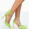 Public Desire Bell Lime Satin Statement Bow Court Pointed Toe Stiletto Heels | Women Court Heels