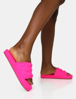 Public Desire Bestie Nylon Embossed Heart Slider Sandals | Women Chunky Sandals