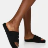 Public Desire Bestie Nylon Embossed Heart Slider Sandals | Women Chunky Sandals