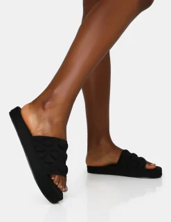 Public Desire Bestie Nylon Embossed Heart Slider Sandals | Women Chunky Sandals