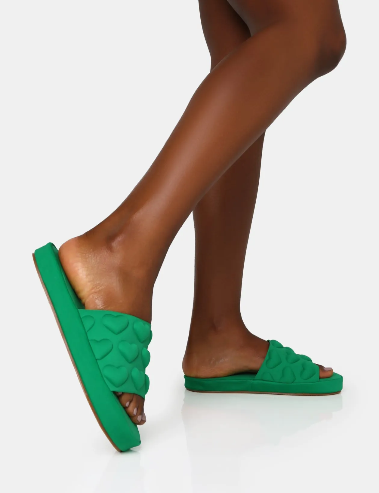 Public Desire Bestie Nylon Embossed Heart Slider Sandals | Women Chunky Sandals