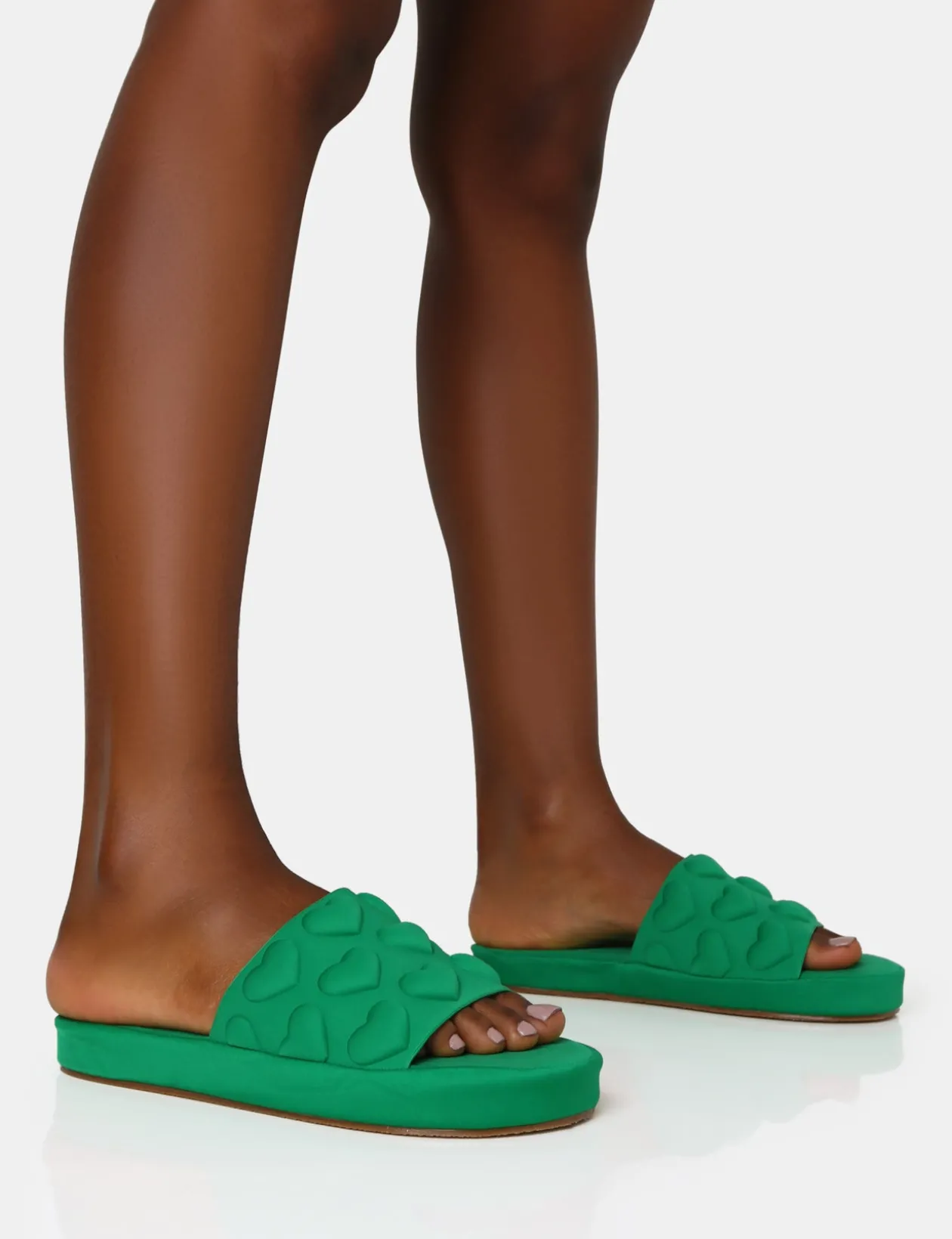 Public Desire Bestie Nylon Embossed Heart Slider Sandals | Women Chunky Sandals