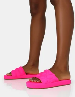 Public Desire Bestie Nylon Embossed Heart Slider Sandals | Women Chunky Sandals