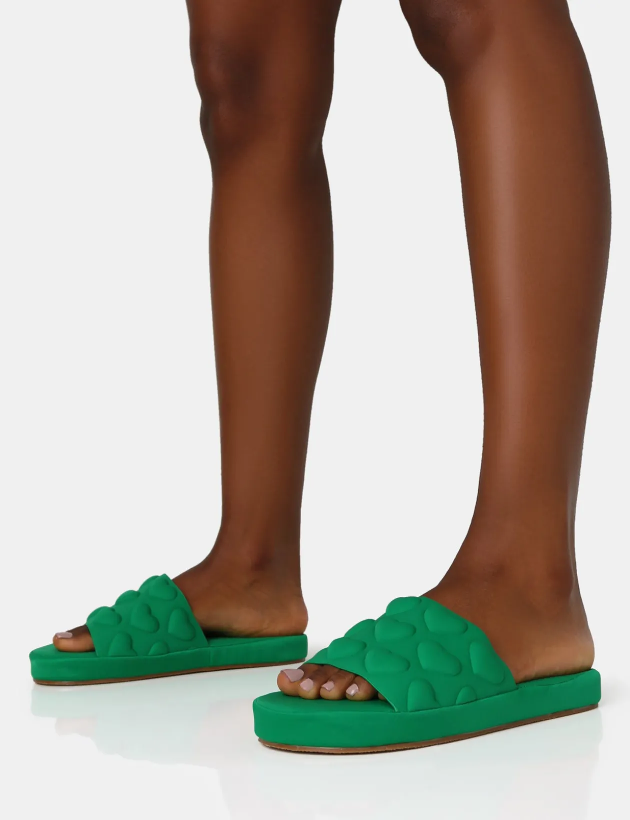 Public Desire Bestie Nylon Embossed Heart Slider Sandals | Women Chunky Sandals