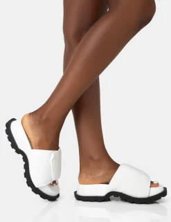 Public Desire Blaze Nylon Sporty Slider Sandals | Women White Sandals