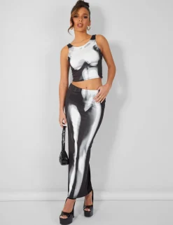 Public Desire Body Heat Print Slinky Midaxi Skirt | Women Skirts