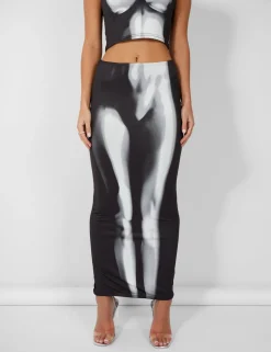 Public Desire Body Heat Print Slinky Midaxi Skirt | Women Skirts