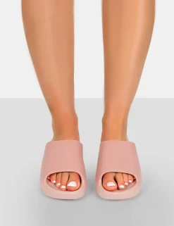 Public Desire Brady Baby Rubber Flat Slider Sandals | Women Chunky Sandals
