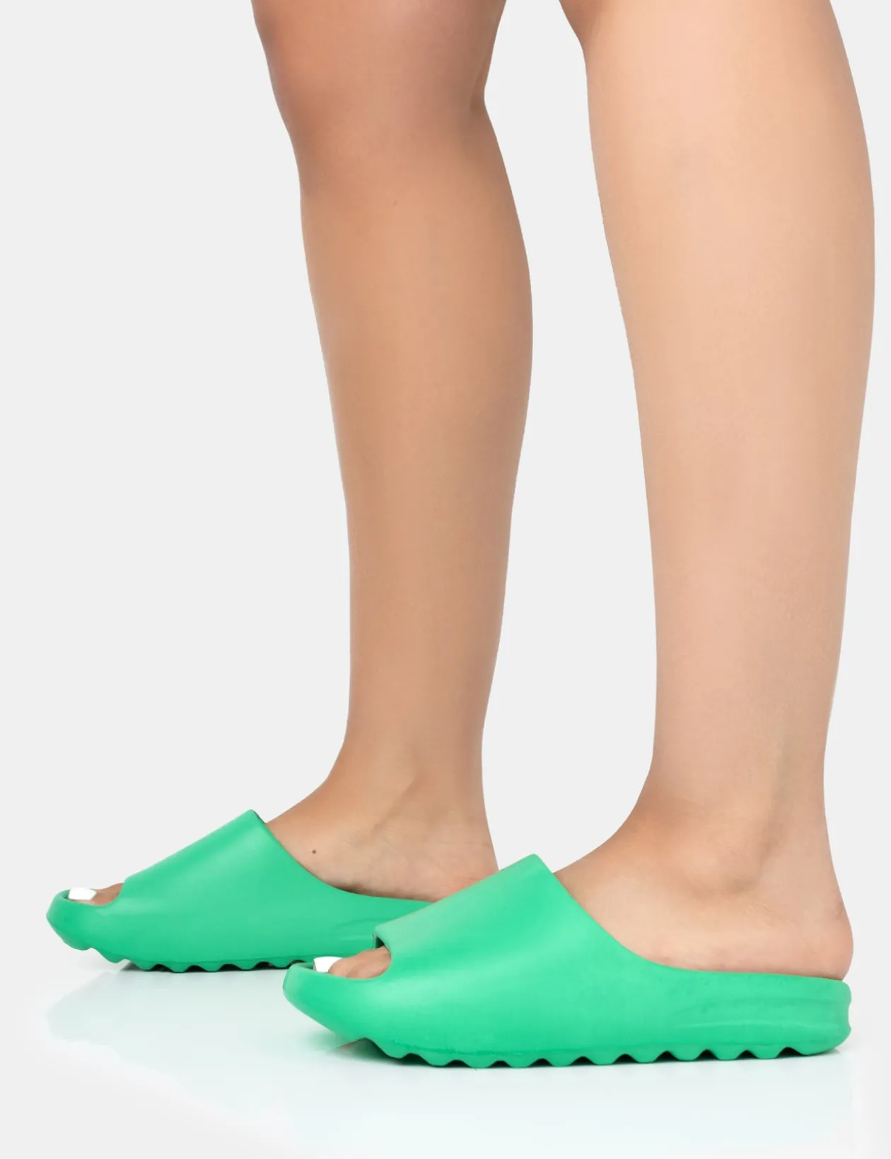 Public Desire Brady Jade Rubber Flat Slider Sandals | Women Chunky Sandals