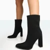 Public Desire Bridget Nylon Pointed Toe Block Heeled Ankle Boots | Women Heeled Boots