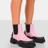 Public Desire By Midnight Pu Platform Chunky Sole Chelsea Boots | Women Chunky Boots