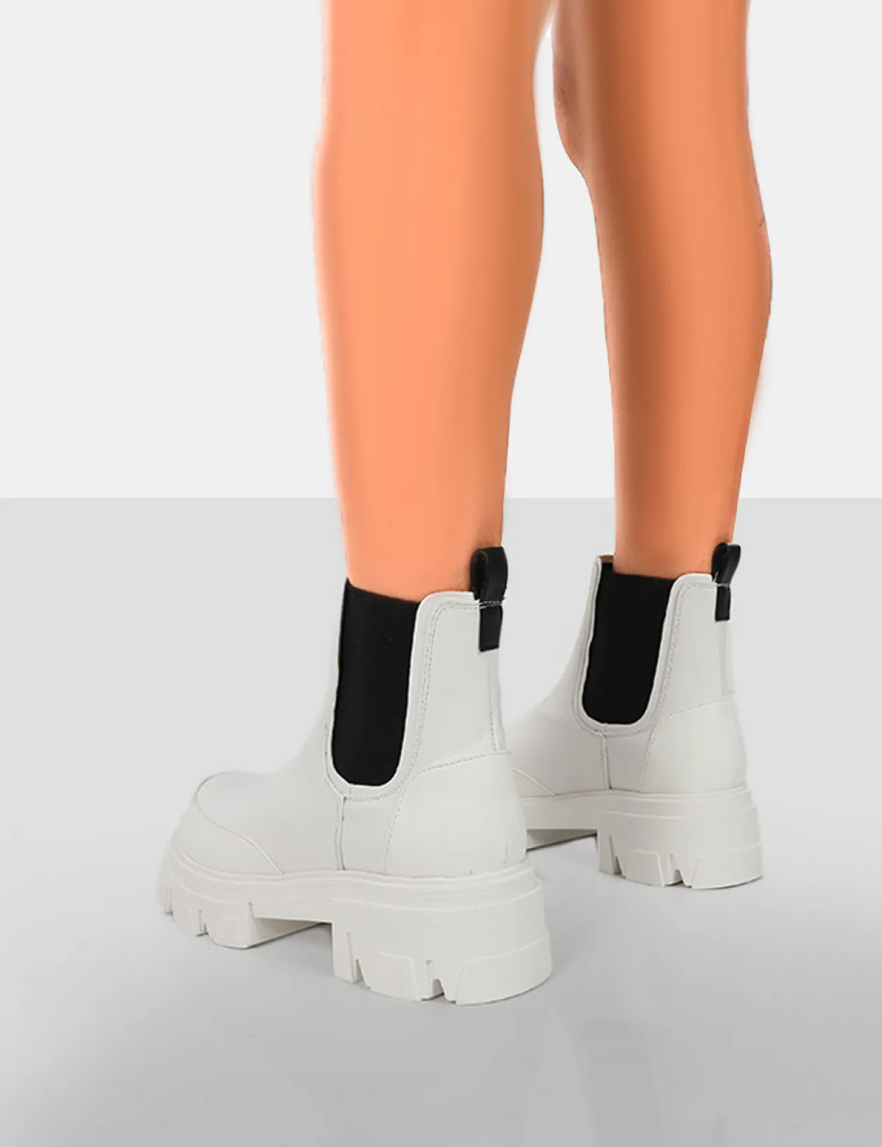 Public Desire By Midnight Pu Platform Chunky Sole Chelsea Boots | Women Chunky Boots
