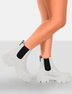 Public Desire By Midnight Pu Platform Chunky Sole Chelsea Boots | Women Chunky Boots