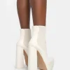 Public Desire Cady Pu Platform Pointed Toe Block Heel Ankle Boots | Women Chunky Boots