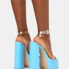 Public Desire Calla Baby Patent Barely There Clear Perspex Square Toe Platform Block Heels | Women Barely There Heels