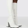 Public Desire Caryn Pu Block Heeled Knee High Boots | Women Knee High Boots