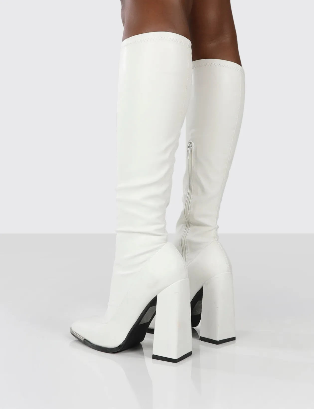 Public Desire Caryn Pu Block Heeled Knee High Boots | Women Knee High Boots