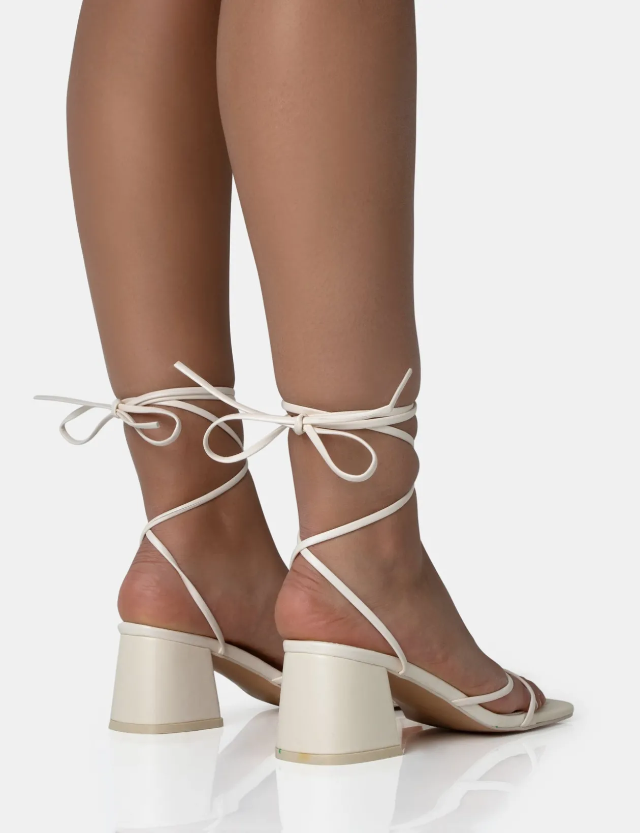 Public Desire Casey Strappy Lace Up Square Toe Low Block Heel Sandals | Women Strappy Sandals