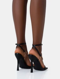 Public Desire Catwalk Pu Chain Strappy Square Toe Stiletto Heels | Women Stilettos