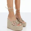Public Desire Chakkra Pu High Heeled Sandal Espadrilles Wedges | Women Sandals