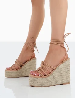 Public Desire Chakkra Pu High Heeled Sandal Espadrilles Wedges | Women Sandals