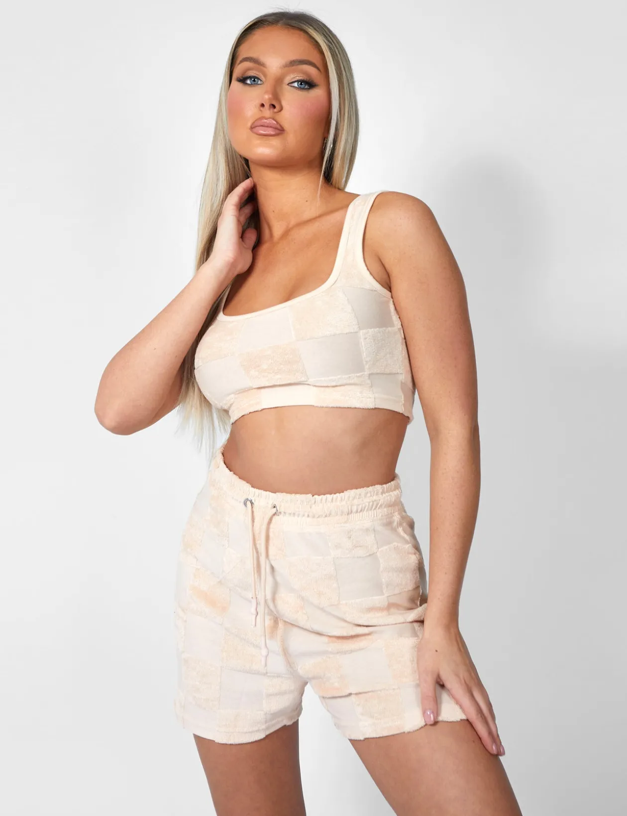 Public Desire Checkerboard Towelling Scoop Neck Top | Women Tops