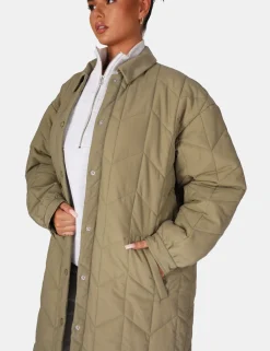 Public Desire Chevron Quilted Longline Jacket | Women Outerwear & Jackets