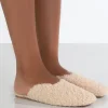 Public Desire Ciao Natural Teddy Slip On Slippers | Women Slippers