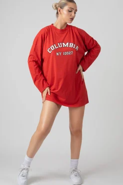 Public Desire Columbia Slogan Long Sleeved T-Shirt Dress | Women Tops