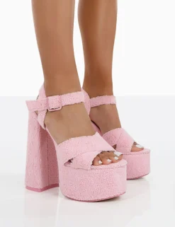 Public Desire Content Towelling Chunky Platform Sandal High Heels | Women Platform Heels