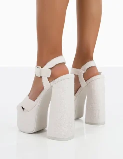 Public Desire Content Towelling Chunky Platform Sandal High Heels | Women Platform Heels