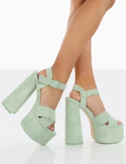 Public Desire Content Towelling Chunky Platform Sandal High Heels | Women Platform Heels