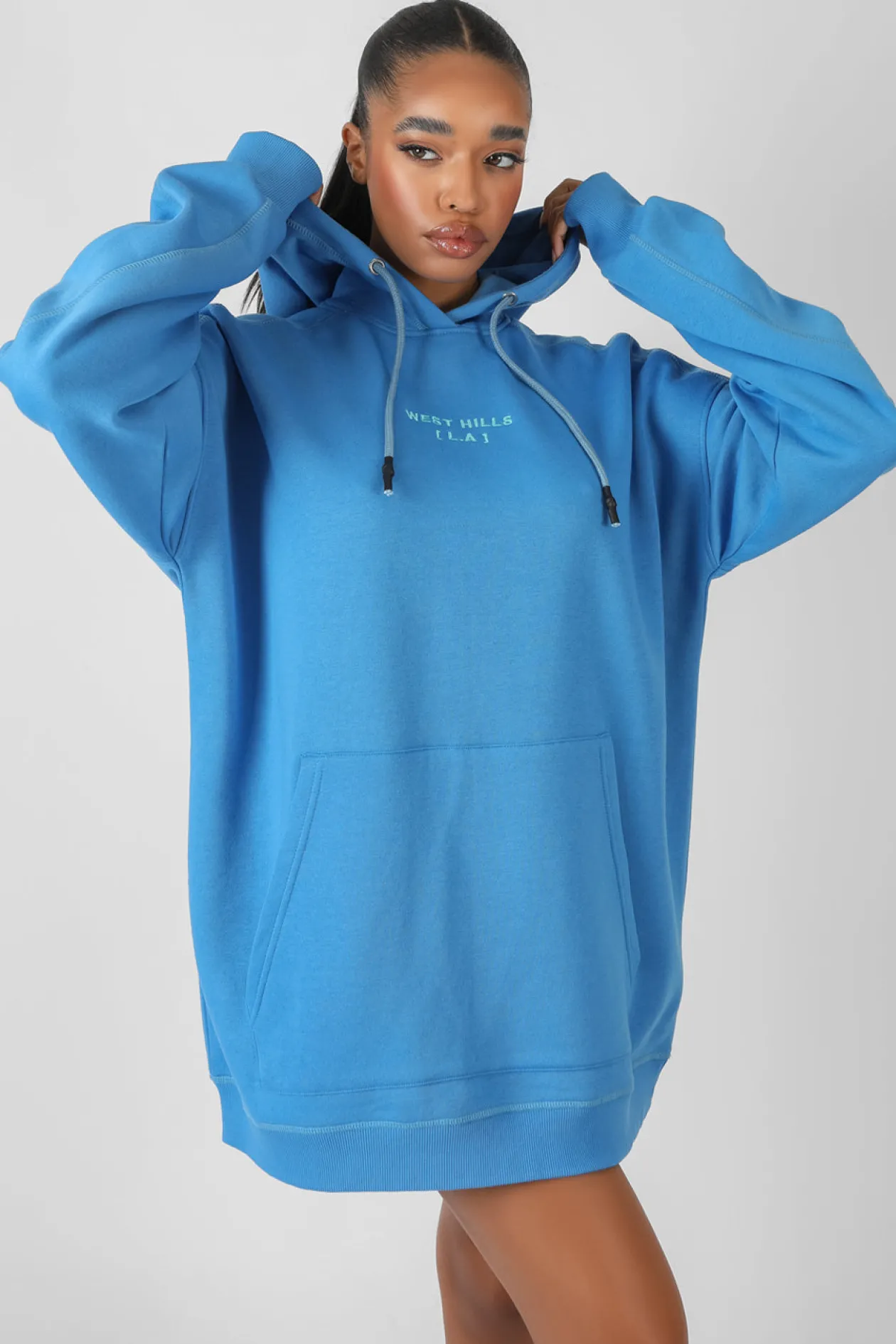 Public Desire Contrast Stitch Slogan Hoodie Sweat Dress | Women Dresses