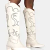 Public Desire Cooper Pu Western Embroidered Knee High Cowboy Boot | Women Western Boots