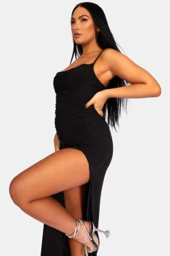 Public Desire Cowl Neck Extreme Split Slinky Maxi Dress | Women Dresses
