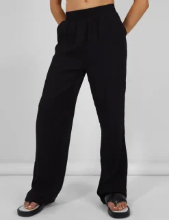 Public Desire Crinkle Elasticated Waist Wide Leg Trousers | Women Trousers